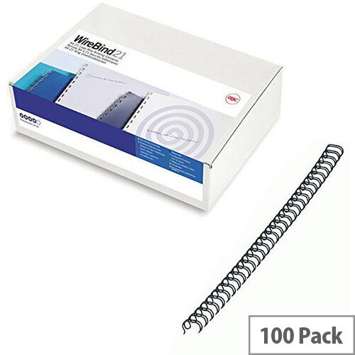 GBC MultiBind Binding Wires 21 Loop 85 Sheets 10mm Black Pack 100