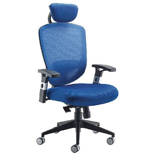 Arista Mesh High Back Task Operator Office Chair with Headrest Blue KF72242 Arista Mesh High Back Task Operator Office Chair with Headrest Blue KF72242