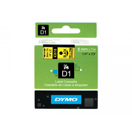 DYMO D1 - Self-adhesive - black on yellow - Roll (0.6cm x 7m) 1 roll(s) label tape - for LabelMANAGER 150, 350, 350D, 450, 450D, PC; LabelPOINT 250, 350 DYMO D1 - Self-adhesive - black on yellow - Roll (0.6cm x 7m) 1 roll(s) label tape - for LabelMANAGER 150, 350, 350D, 450, 450D, PC; LabelPOINT 250, 350