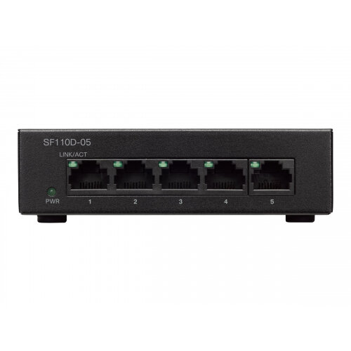 Cisco Small Business SF110D-05 - Switch - unmanaged - 5 x 10/100 - desktop, wall-mountable - DC power Cisco Small Business SF110D-05 - Switch - unmanaged - 5 x 10/100 - desktop, wall-mountable - DC power