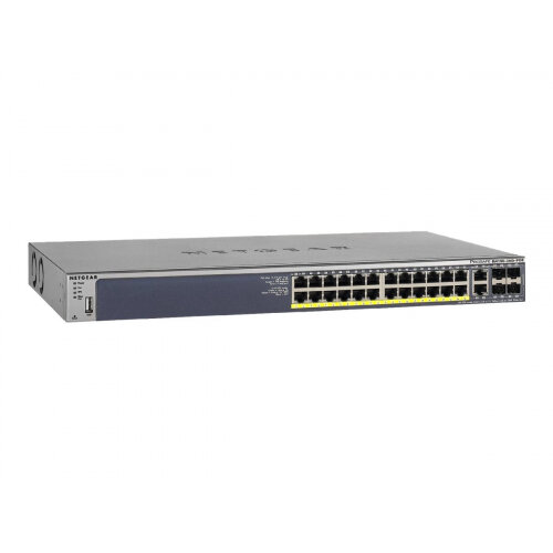NETGEAR M4100-26G-PoE - Switch - L2+ - Managed - 26 x 10/100/1000 + 4 x shared SFP - desktop, rack-mountable - PoE+ (192 W) NETGEAR M4100-26G-PoE - Switch - L2+ - Managed - 26 x 10/100/1000 + 4 x shared SFP - desktop, rack-mountable - PoE+ (192 W)
