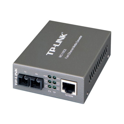 TP-Link MC110CS - Fibre media converter - 100Mb LAN - 10Base-T, 100Base-FX, 100Base-TX - RJ-45 / SC single-mode - up to 20 km - 1310 nm TP-Link MC110CS - Fibre media converter - 100Mb LAN - 10Base-T, 100Base-FX, 100Base-TX - RJ-45 / SC single-mode - up to 20 km - 1310 nm