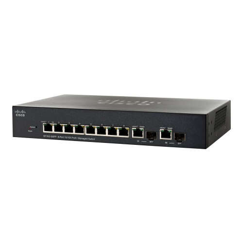 Cisco Small Business SF302-08PP - Switch - L3 - Managed - 8 x 10/100 (PoE+) + 2 x combo Gigabit SFP - desktop, rack-mountable - PoE+ (62 W) Cisco Small Business SF302-08PP - Switch - L3 - Managed - 8 x 10/100 (PoE+) + 2 x combo Gigabit SFP - desktop, rack-mountable - PoE+ (62 W)