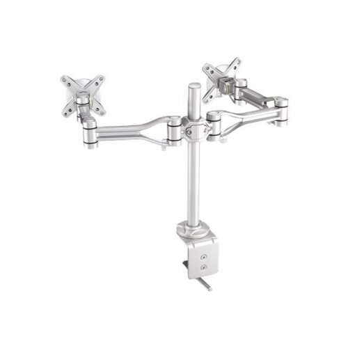 NewStar Full Motion Dual Desk Mount (clamp) for two 10-30" Monitor Screens, Height Adjustable - Silver - Adjustable arm for 2 LCD / plasma panels (Tilt &Swivel) - silver - screen size: 10"-24" - desk-mountable NewStar Full Motion Dual Desk Mount (clamp) for two 10-30" Monitor Screens, Height Adjustable - Silver - Adjustable arm for 2 LCD / plasma panels (Tilt &Swivel) - silver - screen size: 10"-24" - desk-mountable