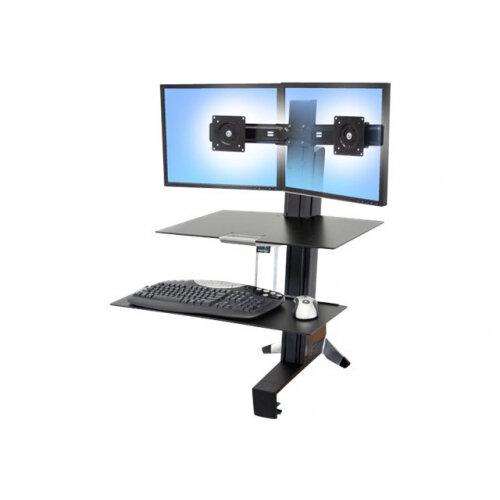 Ergotron WorkFit-S Dual with Worksurface+ - Stand (tray, desk clamp mount, pivot, column, crossbar) for 2 LCD displays / keyboard / mouse - black, polished aluminium - screen size: up to 24" Ergotron WorkFit-S Dual with Worksurface+ - Stand (tray, desk clamp mount, pivot, column, crossbar) for 2 LCD displays / keyboard / mouse - black, polished aluminium - screen size: up to 24"