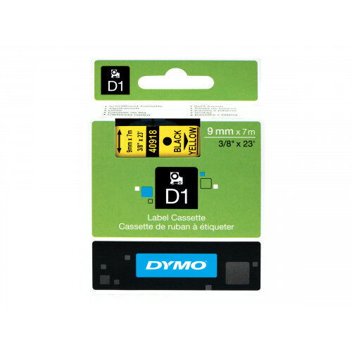 DYMO D1 - Polyester - self-adhesive - black on yellow - Roll (0.9 cm x 7 m) 1 roll(s) label tape - for LabelMANAGER DYMO D1 - Polyester - self-adhesive - black on yellow - Roll (0.9 cm x 7 m) 1 roll(s) label tape - for LabelMANAGER