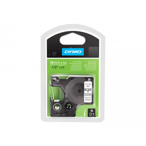 DYMO D1 - Self-adhesive - black on transparent - Roll (1.2 cm x 7 m) 1 roll(s) label tape - for LabelMANAGER 150, 350, 350D, 450, 450D, PC; LabelPOINT 250, 350 DYMO D1 - Self-adhesive - black on transparent - Roll (1.2 cm x 7 m) 1 roll(s) label tape - for LabelMANAGER 150, 350, 350D, 450, 450D, PC; LabelPOINT 250, 350