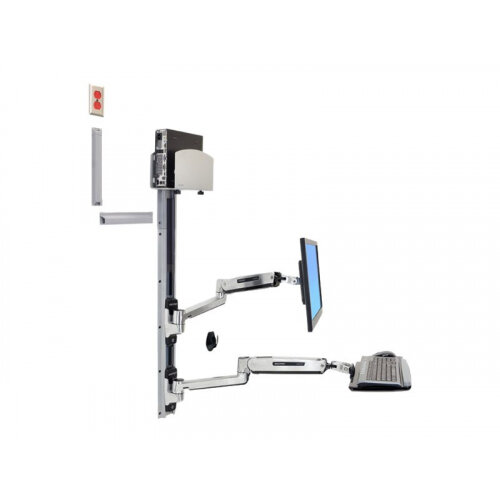 Ergotron LX Sit-Stand Wall Mount System - Mounting kit (wall arm, CPU holder, mouse holder, 2 track covers, keyboard arm, 2 cable channels, wrist rest) for LCD display / keyboard / mouse / CPU - polished aluminium - screen size: 42" - wall-mountable Ergotron LX Sit-Stand Wall Mount System - Mounting kit (wall arm, CPU holder, mouse holder, 2 track covers, keyboard arm, 2 cable channels, wrist rest) for LCD display / keyboard / mouse / CPU - polished aluminium - screen size: 42" - wall-mountable