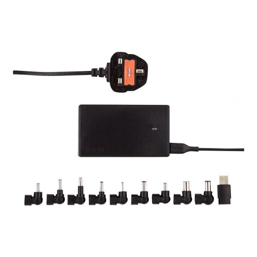 Targus Compact Laptop &USB Tablet Charger - Power adapter - 90 Watt - output connectors: 2 - United Kingdom - black Targus Compact Laptop &USB Tablet Charger - Power adapter - 90 Watt - output connectors: 2 - United Kingdom - black