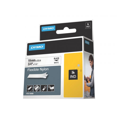 DYMO - Nylon - black on white - Roll (1.9 cm x 3.5 m) 1 roll(s) flexible tape - for DYMO 1000 Plus; LabelMANAGER 100; Rhino 4200, 6000, 6000 Hard Case Kit; RhinoPRO 5000