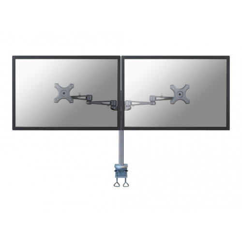 NewStar Full Motion Dual Desk Mount (clamp) for two 10-27" Monitor Screens, Height Adjustable - Silver - Adjustable arm for 2 LCD displays - silver - screen size: 10"-27" - desk-mountable NewStar Full Motion Dual Desk Mount (clamp) for two 10-27" Monitor Screens, Height Adjustable - Silver - Adjustable arm for 2 LCD displays - silver - screen size: 10"-27" - desk-mountable