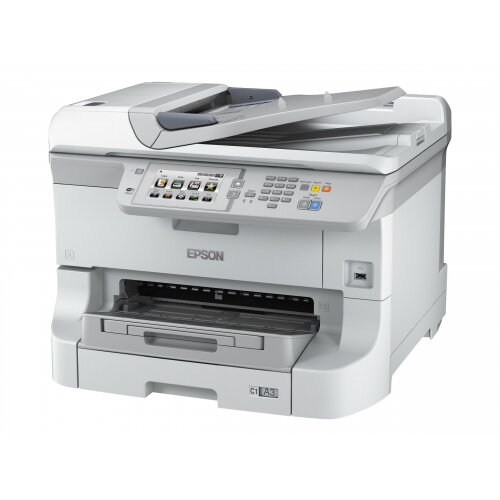 Epson WorkForce Pro WF-8590DWF - Multifunction printer - colour - ink-jet - A3 (297 x 420 mm) (original) - A3 (media) - up to 22 ppm (copying) - up to 34 ppm (printing) - 330 sheets - 33.6 Kbps - USB 2.0, Gigabit LAN, Wi-Fi(n), USB host