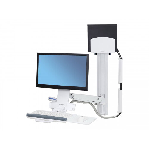 Ergotron StyleView Sit-Stand Combo System With Medium white CPU Holder - Mounting kit (articulating arm, wall track mount) for LCD display / keyboard / mouse / bar code scanner / CPU (Lift and Pivot) - plastic, aluminium - white - screen size: up to 24" Ergotron StyleView Sit-Stand Combo System With Medium white CPU Holder - Mounting kit (articulating arm, wall track mount) for LCD display / keyboard / mouse / bar code scanner / CPU (Lift and Pivot) - plastic, aluminium - white - screen size: up to 24"