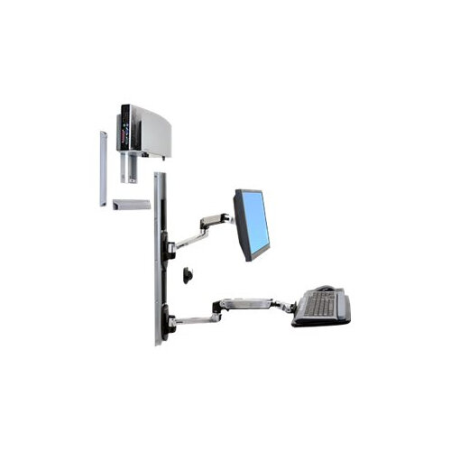 Ergotron LX Wall Mount System - Mounting kit (wall arm, CPU holder, mouse holder, 2 track covers, keyboard arm, 2 cable channels, wrist rest) for LCD display / keyboard / mouse / CPU - polished aluminium - screen size: up to 24" - wall-mountable Ergotron LX Wall Mount System - Mounting kit (wall arm, CPU holder, mouse holder, 2 track covers, keyboard arm, 2 cable channels, wrist rest) for LCD display / keyboard / mouse / CPU - polished aluminium - screen size: up to 24" - wall-mountable