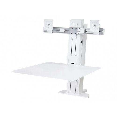 Ergotron WorkFit-SR Dual Sit-Stand Workstation - Stand (desk clamp mount, surface, column, 2 pivots, crossbar, 2 cord wraps) for 2 LCD displays / keyboard / mouse - aluminium - white - screen size: up to 24" - table mount Ergotron WorkFit-SR Dual Sit-Stand Workstation - Stand (desk clamp mount, surface, column, 2 pivots, crossbar, 2 cord wraps) for 2 LCD displays / keyboard / mouse - aluminium - white - screen size: up to 24" - table mount