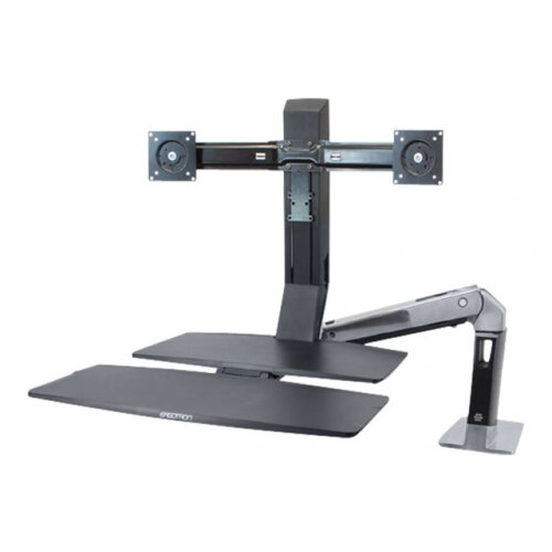 Ergotron WorkFit-A Dual with Worksurface+ - Stand (tray, desk clamp mount, pivot) for 2 LCD displays / keyboard / mouse - black, polished aluminium - screen size: up to 24" - desk-mountable Ergotron WorkFit-A Dual with Worksurface+ - Stand (tray, desk clamp mount, pivot) for 2 LCD displays / keyboard / mouse - black, polished aluminium - screen size: up to 24" - desk-mountable
