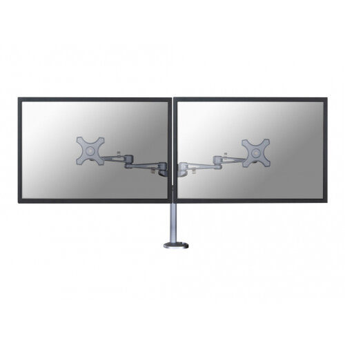 NewStar Full Motion Dual Desk Mount (grommet) for two 10-27" Monitor Screens, Height Adjustable - Silver - Adjustable arm for 2 LCD displays - silver - screen size: 10"-27" - desk-mountable NewStar Full Motion Dual Desk Mount (grommet) for two 10-27" Monitor Screens, Height Adjustable - Silver - Adjustable arm for 2 LCD displays - silver - screen size: 10"-27" - desk-mountable