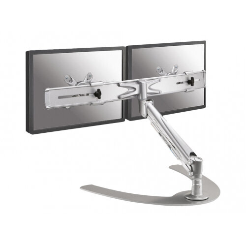 NewStar Full Motion Dual Desk Stand for two 10-24" Monitor Screens, Height Adjustable (gas spring) - Silver - Stand for 2 LCD displays - silver - screen size: 10"-24" - table-top NewStar Full Motion Dual Desk Stand for two 10-24" Monitor Screens, Height Adjustable (gas spring) - Silver - Stand for 2 LCD displays - silver - screen size: 10"-24" - table-top