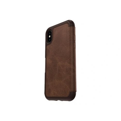 OtterBox Strada Series Folio Apple iPhone X - Limited Edition - flip cover for mobile phone - leather, polycarbonate - espresso - for Apple iPhone X