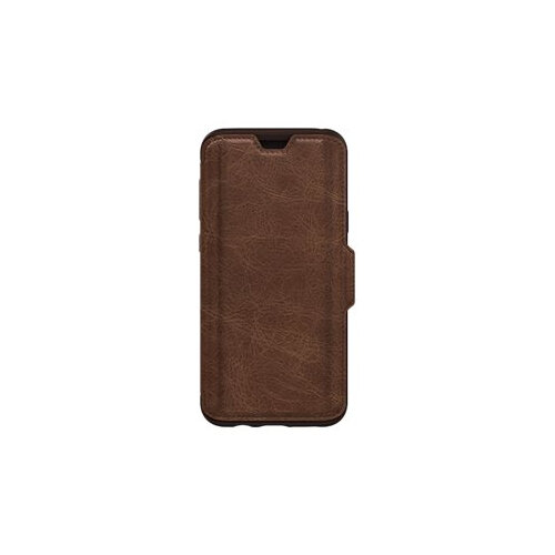 OtterBox Strada Series Folio - Flip cover for mobile phone - leather, polycarbonate - espresso brown - for Samsung Galaxy S9+