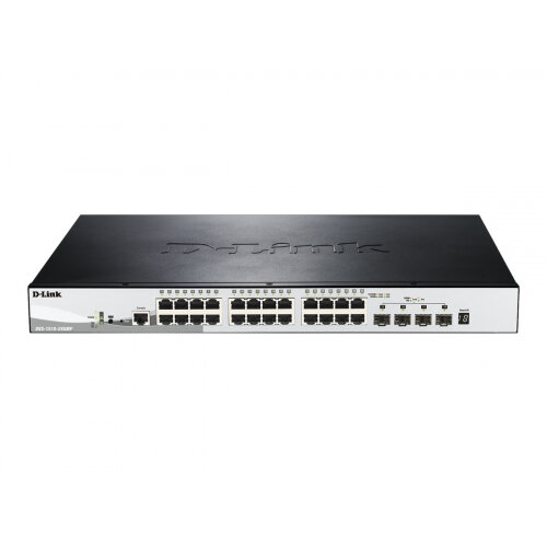 D-Link SmartPro DGS-1510-28XMP - Switch - L3 - Managed - 24 x 10/100/1000 (PoE+) + 4 x 10 Gigabit SFP+ - desktop, rack-mountable - PoE+ (370 W)