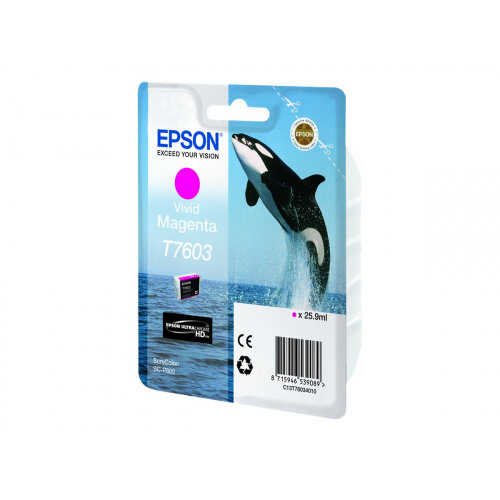 Epson T7603 - 26 ml - vivid magenta - original - blister - ink cartridge - for SureColor P600, SC-P600 Epson T7603 - 26 ml - vivid magenta - original - blister - ink cartridge - for SureColor P600, SC-P600