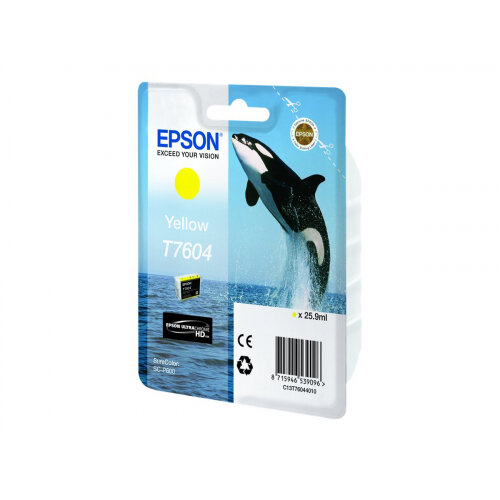 Epson T7604 - 26 ml - yellow - original - blister - ink cartridge - for SureColor P600, SC-P600 Epson T7604 - 26 ml - yellow - original - blister - ink cartridge - for SureColor P600, SC-P600