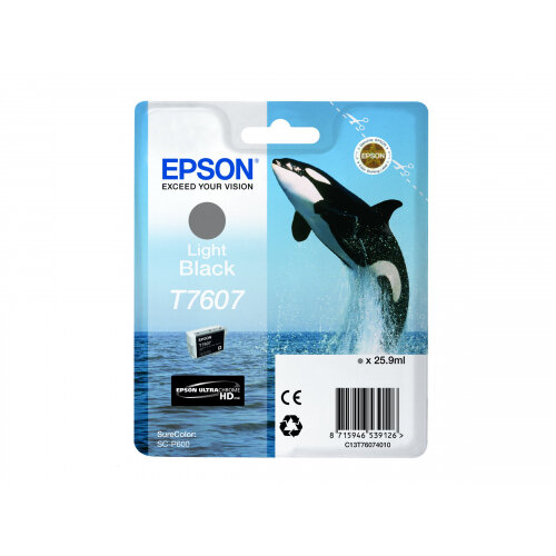 Epson T7607 - 26 ml - light black - original - blister - ink cartridge - for SureColor P600, SC-P600 Epson T7607 - 26 ml - light black - original - blister - ink cartridge - for SureColor P600, SC-P600