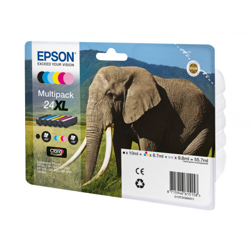 Epson 24XL Multipack - 6-pack - XL - black, yellow, cyan, magenta, light magenta, light cyan - original - ink cartridge - for Expression Photo XP-55, XP-750, XP-760, XP-850, XP-860, XP-950, XP-960 Epson 24XL Multipack - 6-pack - XL - black, yellow, cyan, magenta, light magenta, light cyan - original - ink cartridge - for Expression Photo XP-55, XP-750, XP-760, XP-850, XP-860, XP-950, XP-960