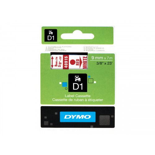 DYMO D1 - Glossy - red on white - Roll (0.9 cm x 7 m) 1 roll(s) tape - for LabelMANAGER DYMO D1 - Glossy - red on white - Roll (0.9 cm x 7 m) 1 roll(s) tape - for LabelMANAGER