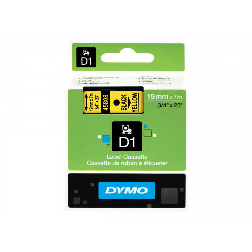 DYMO D1 - Self-adhesive - black on yellow - Roll (1.9cm x 7m) 1 roll(s) label tape - for LabelMANAGER 360D, 420P, 420P Kit, 500TS, PC2, PnP DYMO D1 - Self-adhesive - black on yellow - Roll (1.9cm x 7m) 1 roll(s) label tape - for LabelMANAGER 360D, 420P, 420P Kit, 500TS, PC2, PnP