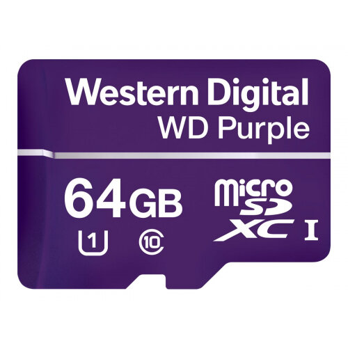 WD Purple WDD064G1P0A - Flash memory card - 64 GB - UHS-I U1 / Class10 - microSDXC - purple