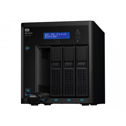 WD My Cloud EX4100 WDBWZE0000NBK - NAS server - 4 bays - RAID 0, 1, 5, 10, JBOD, 5 hot spare - RAM 2 GB - Gigabit Ethernet - iSCSI WD My Cloud EX4100 WDBWZE0000NBK - NAS server - 4 bays - RAID 0, 1, 5, 10, JBOD, 5 hot spare - RAM 2 GB - Gigabit Ethernet - iSCSI