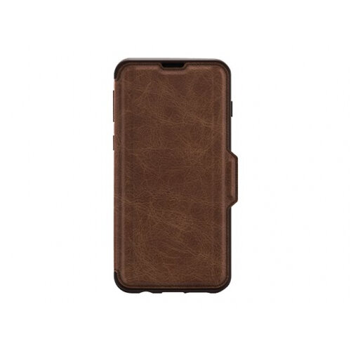 OtterBox Strada - Flip cover for mobile phone - leather, polycarbonate - espresso brown - for Samsung Galaxy S10