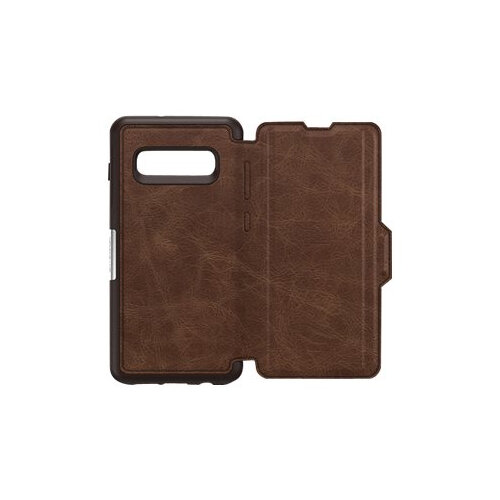 OtterBox Strada - Flip cover for mobile phone - leather, polycarbonate - espresso brown - for Samsung Galaxy S10+