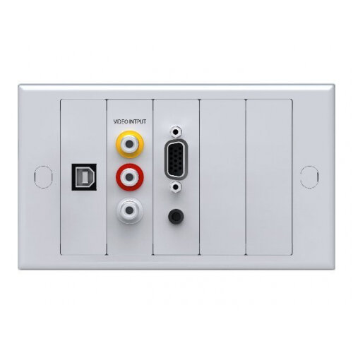 VISION TechConnect 2 Lite Module Package - Modular facility plate kit with snap-ins - HD-15, RCA X 3, mini-phone stereo 3.5 mm, USB Type B - white, RAL 9010 VISION TechConnect 2 Lite Module Package - Modular facility plate kit with snap-ins - HD-15, RCA X 3, mini-phone stereo 3.5 mm, USB Type B - white, RAL 9010