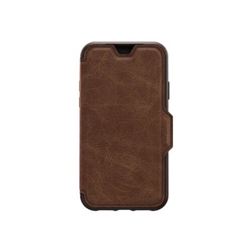 OtterBox Strada Series - Flip cover for mobile phone - leather, polycarbonate - espresso brown - for Apple iPhone 11