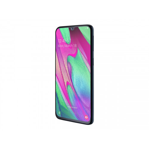 Samsung Galaxy A40 - Enterprise Edition - smartphone - dual-SIM - 4G LTE - 64 GB - microSD slot, - microSDXC slot - GSM - 5.9" - 2340 x 1080 pixels (439 ppi) - Super AMOLED - RAM 4 GB (25 MP front camera) - 2x rear cameras - Android - black