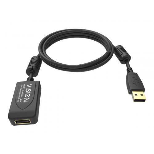 Vision Professional - USB extension cable - USB (M) to USB (F) - USB 2.0 - 5 m - active booster inline - black