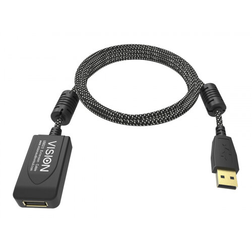 Vision Professional Premium Braided - USB extension cable - USB (M) to USB (F) - USB 2.0 - 5 m - active booster inline - braided