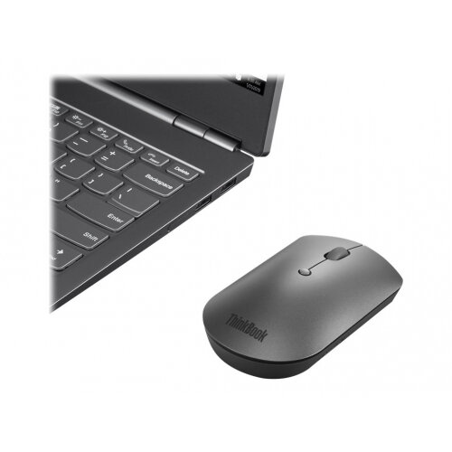 Lenovo ThinkPad Silent - Mouse - right and left-handed - blue optical - 3 buttons - wireless - Bluetooth 5.0 - iron grey - retail - for ThinkCentre M80; ThinkPad P14s Gen 2; X13 Gen 2; V14 IGL; Yoga Slim 7 Pro 14