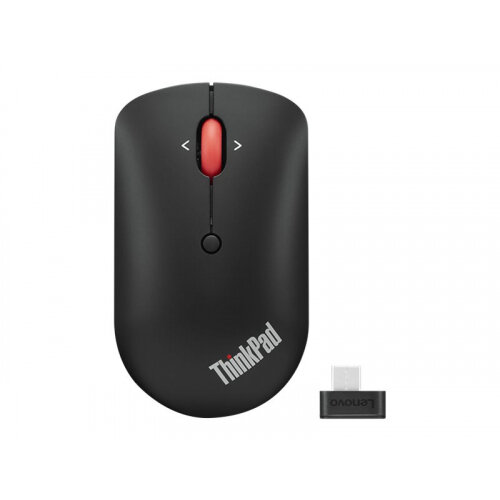 Lenovo ThinkPad Compact - Mouse - right and left-handed - optical - 4 buttons - wireless - 2.4 GHz - USB-C wireless receiver - black - OEM - for ThinkBook 14 G4+ IAP; ThinkPad E14 Gen 4; E15 Gen 4; X1 Carbon Gen 10