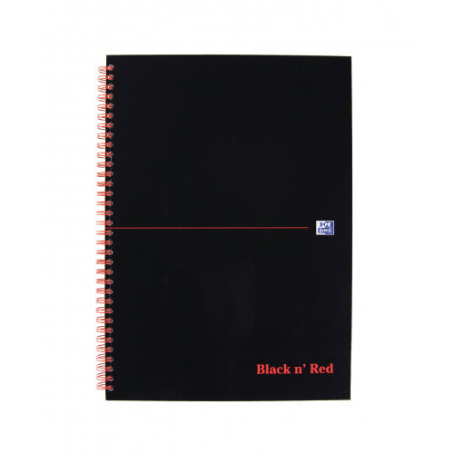 Black n Red A4 Wirebound Hard Cover Notebook Ruled 140 Pages Black/Red (Pack 5) - 100102248