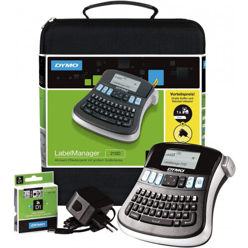 Dymo LabelManager 210D Kitcase Desktop Label Printer QWERTY Keyboard Black/Silver - 2094492