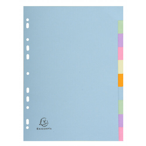 Exacompta Forever Recycled Divider 10 Part A4 170gsm Card Assorted Colours - 1610E