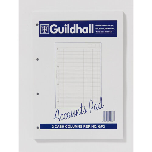 Guildhall A4 Ruled Account Pad with 2 Cash Columns and 60 Pages White GP2Z