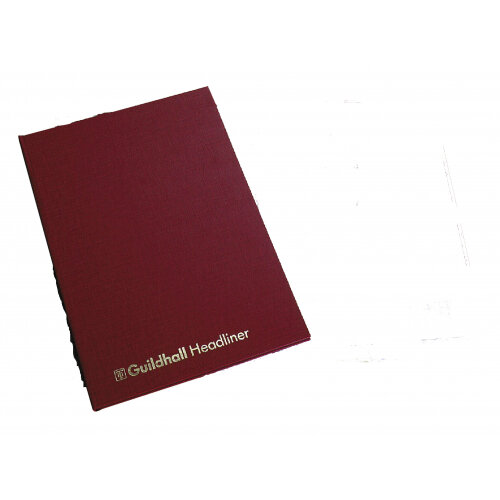 Guildhall Headliner Account Book Casebound 298x203mm 10 Cash Columns 80 Pages Red 38/10Z