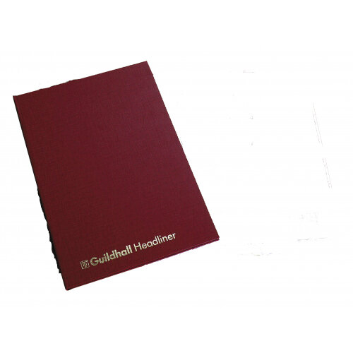 Guildhall Headliner Account Book Casebound 298x203mm 16 Cash Columns 80 Pages Red 38/16Z