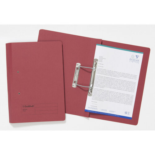 Guildhall Spring Transfer File Manilla Foolscap 285gsm Red (Pack 25) - 346-REDZ