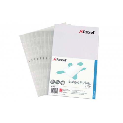 Rexel Essential Multi Punched Pocket Polypropylene A4 43 Micron Top Opening Embossed Clear (Pack 100) 11000